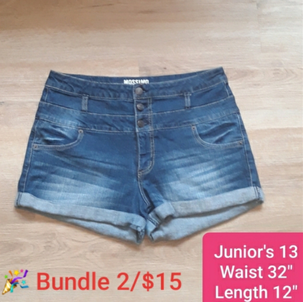 Mossimo High Waist Rolled Cuff Jean Shorts - Junior's 13 Waist 32" Denim Shorts